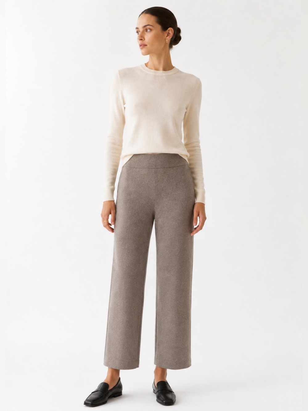 Aritzia Wilfred Taupe High Rise Tailored Leg Cropped Pants Size Small